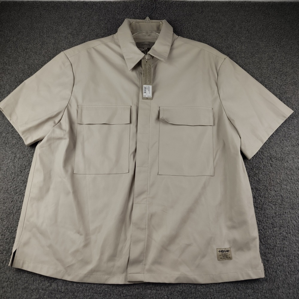 Hudson Vegan Leather Overshirt Mens 2XL XXL Short Sleeve Shirt Jacket NWT
